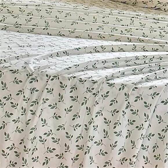 Green Leaf Sheets King, Deep Pocket Sheets, 1800 Thread Count Leaf Bed Sheets - Picture 4 of 7